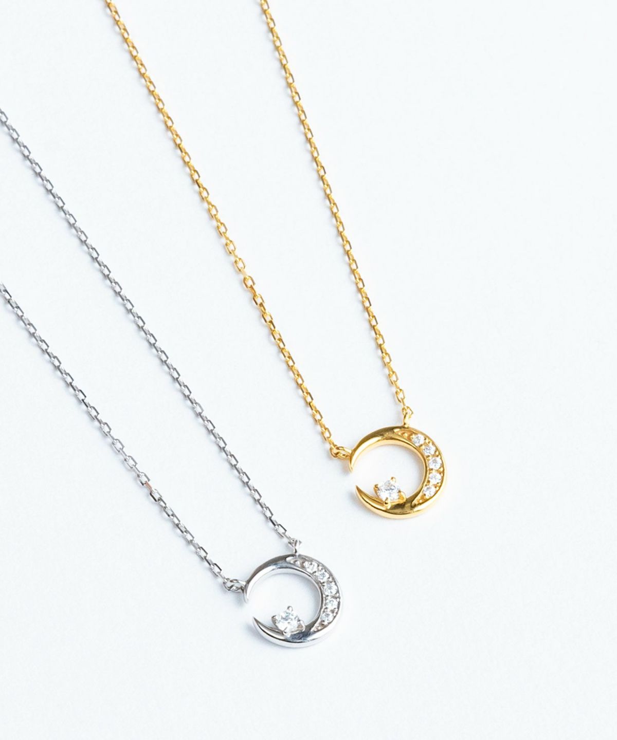 Pave Moon 925 Silver Petite Pendant【H&Ccollection】