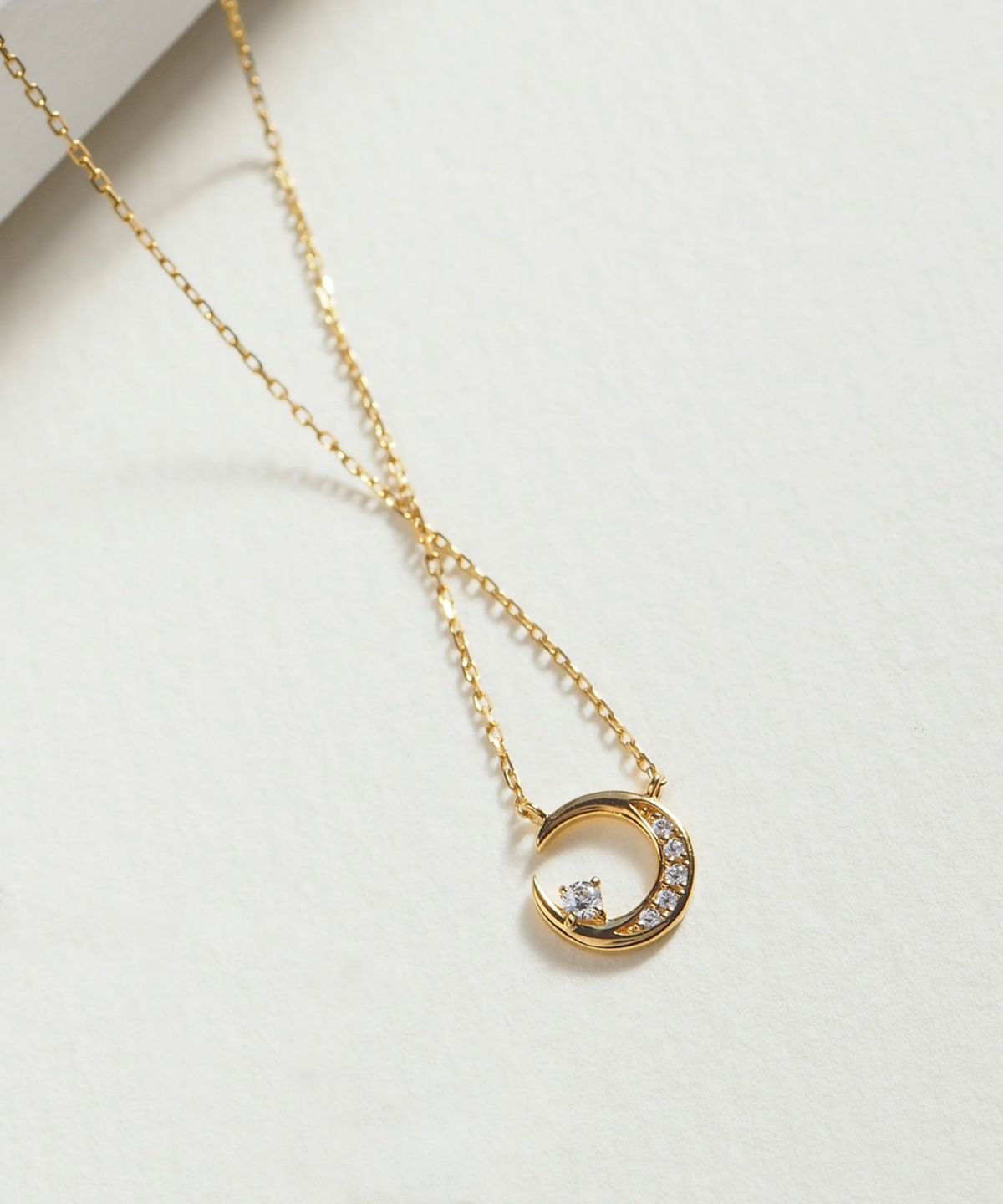 Pave Moon 925 Silver Petite Pendant【H&Ccollection】