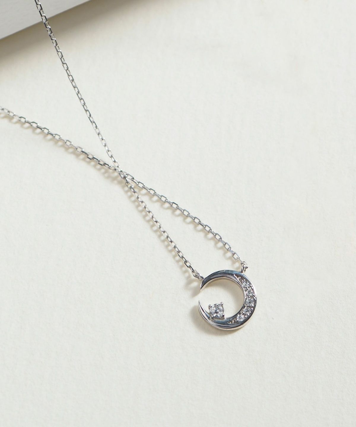 Pave Moon 925 Silver Petite Pendant【H&Ccollection】