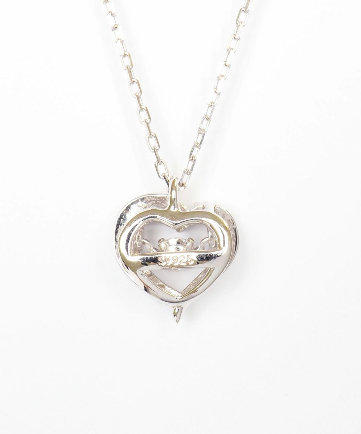 Heart frame 925 Silver Dancing Stone Pendant【H&Ccollection】