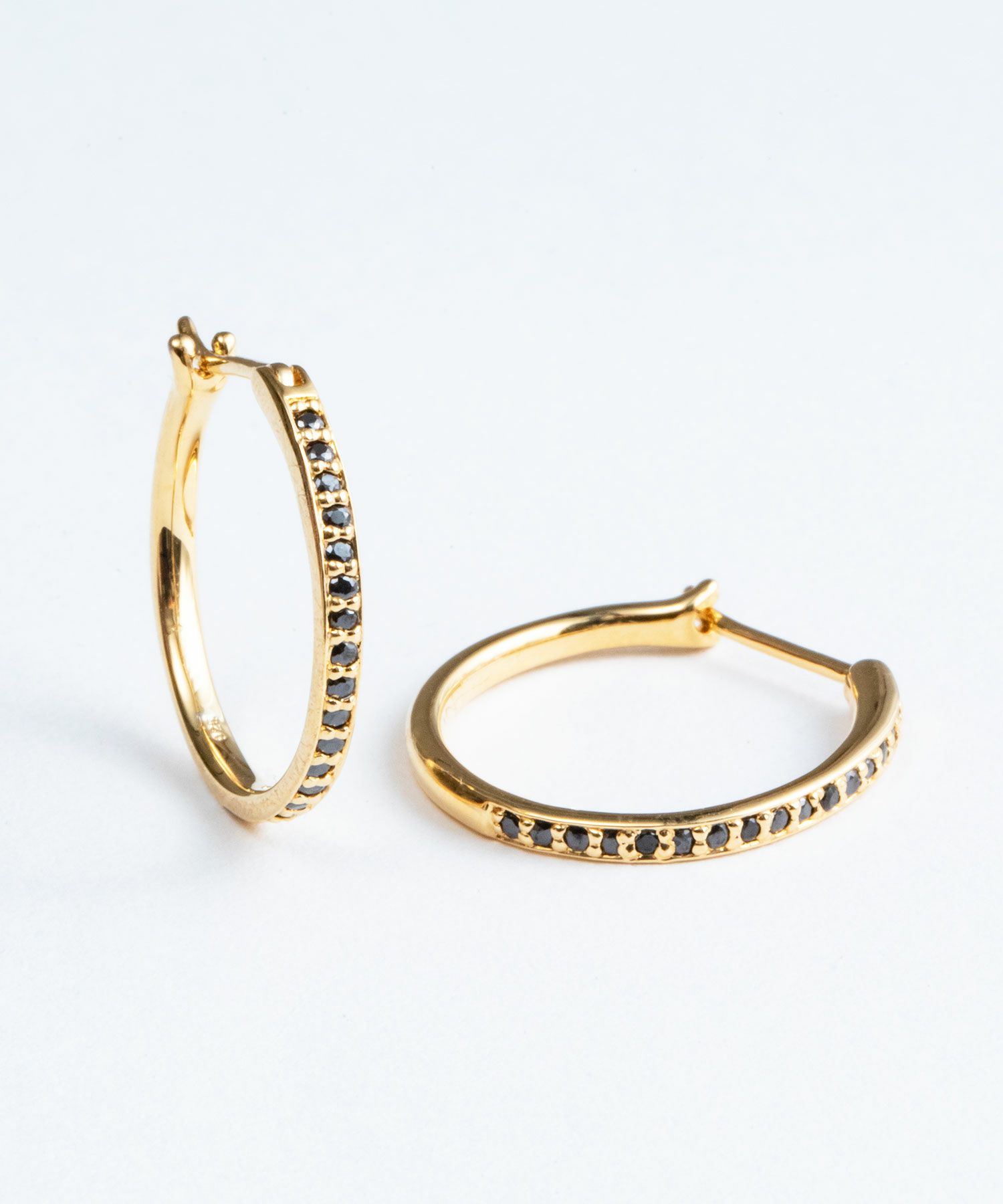 20mm black cubic hoop sv925 pierce