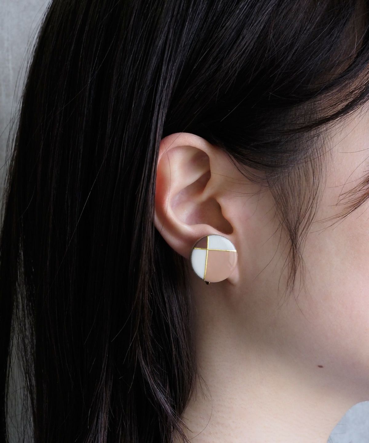 【MUK別注】美濃焼フレンチクラシカルモカブラウングリッドイヤリング【MIKELO】