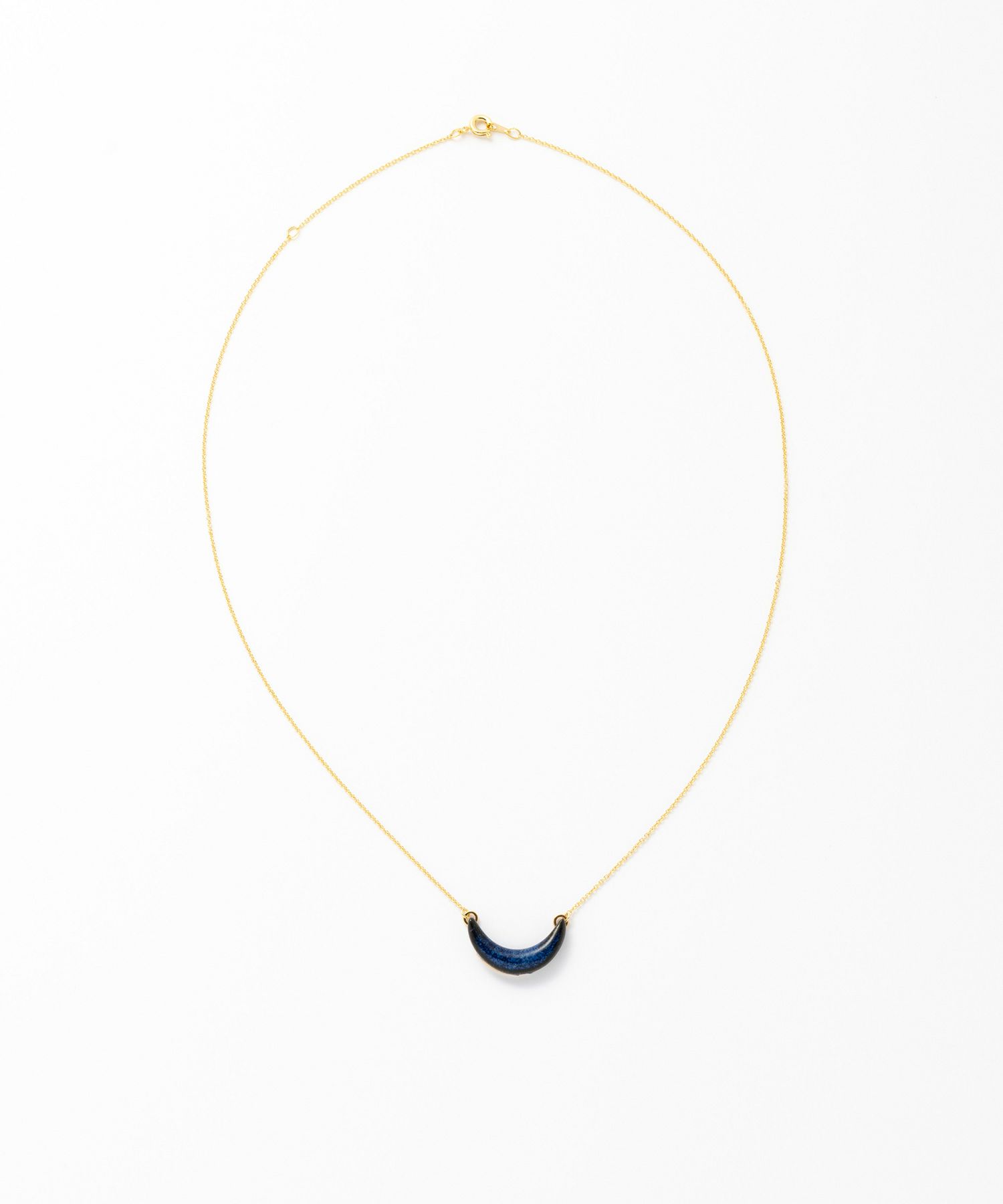 「tou」藍色美濃焼下弦の月ネックレス【MIKELO】