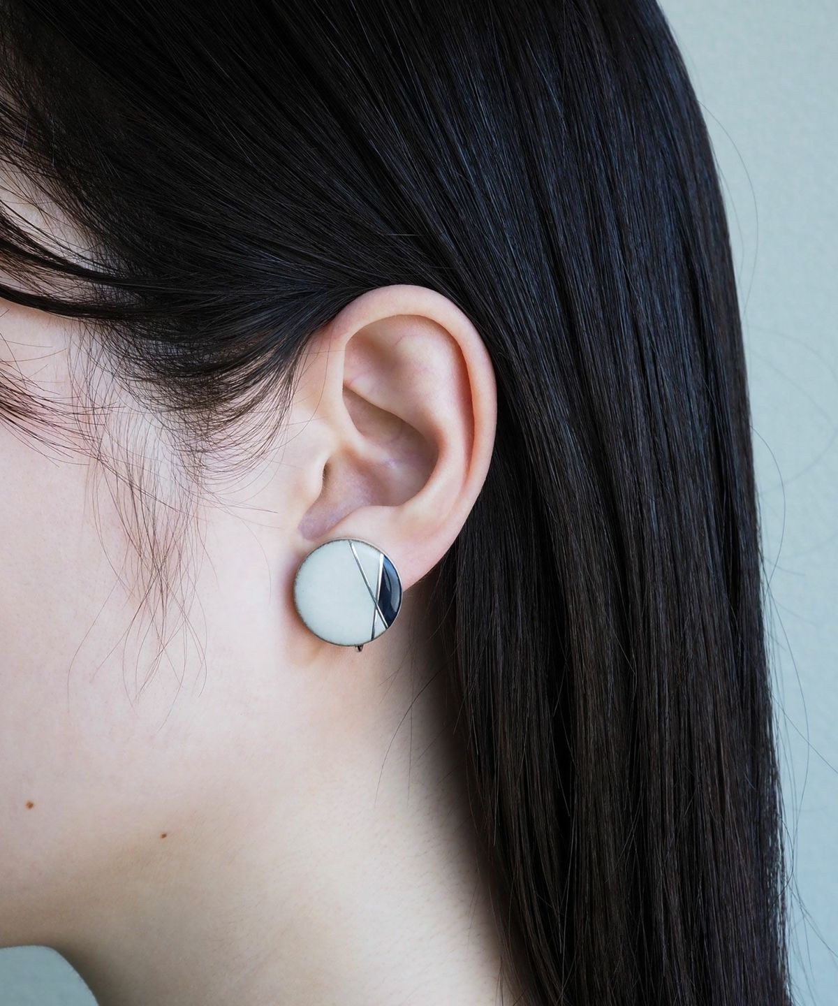 美濃焼ラインデコポイントカラーイヤリング 【MIKELO】