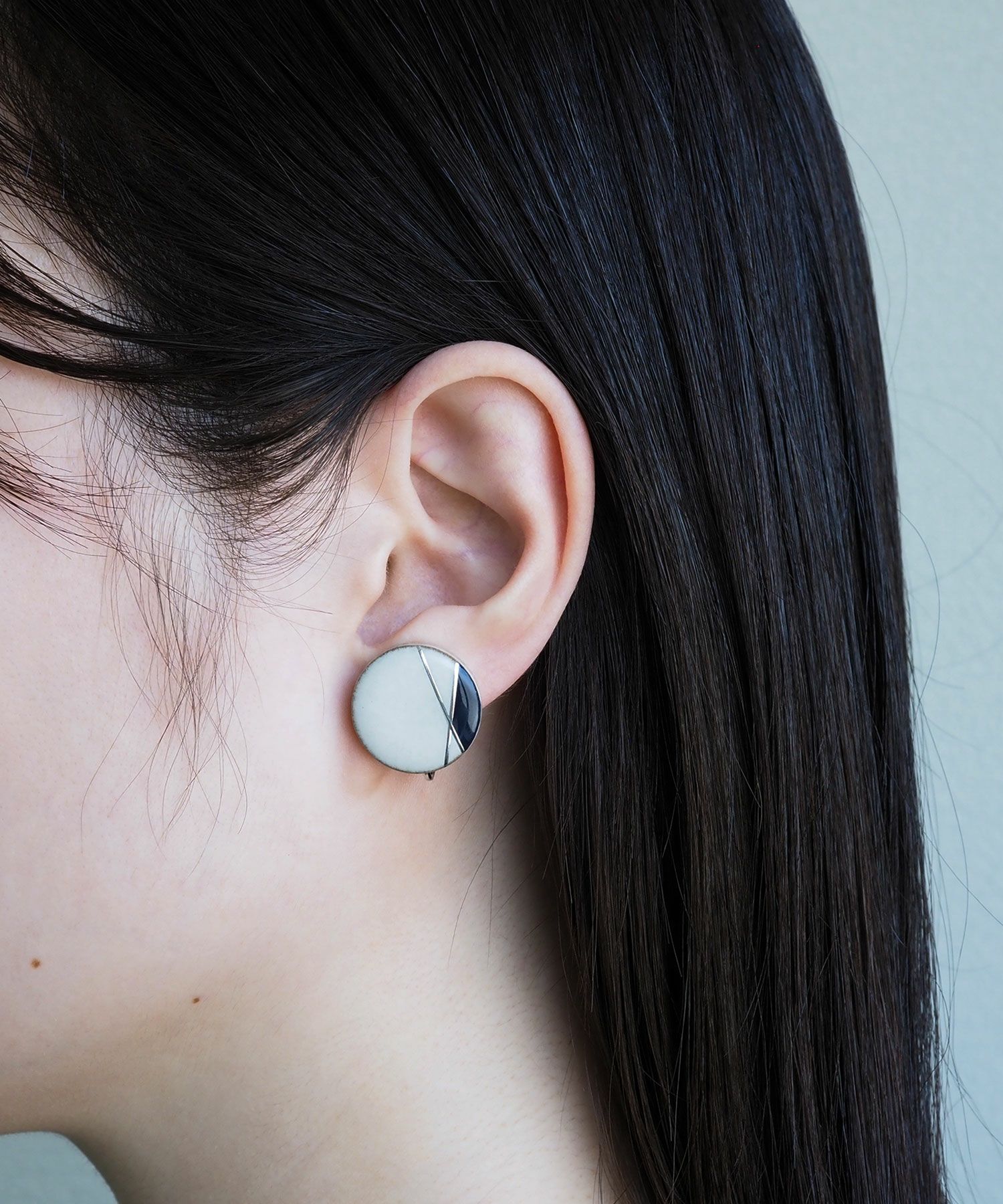 美濃焼ラインデコポイントカラーイヤリング 【MIKELO】