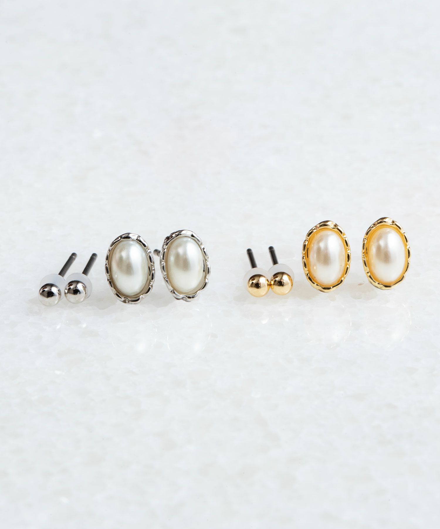 エリプスパールセットピュアチタンポストピアス