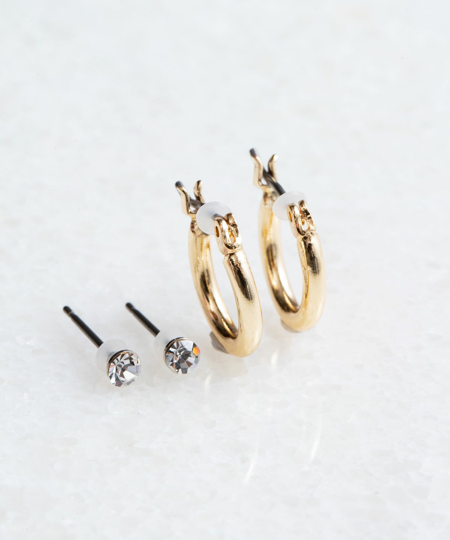 13ミリフープ&ストーンピュアチタンポストピアス