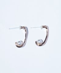 ピンクゴールドニュアンスフープ抗菌樹脂ポストピアス