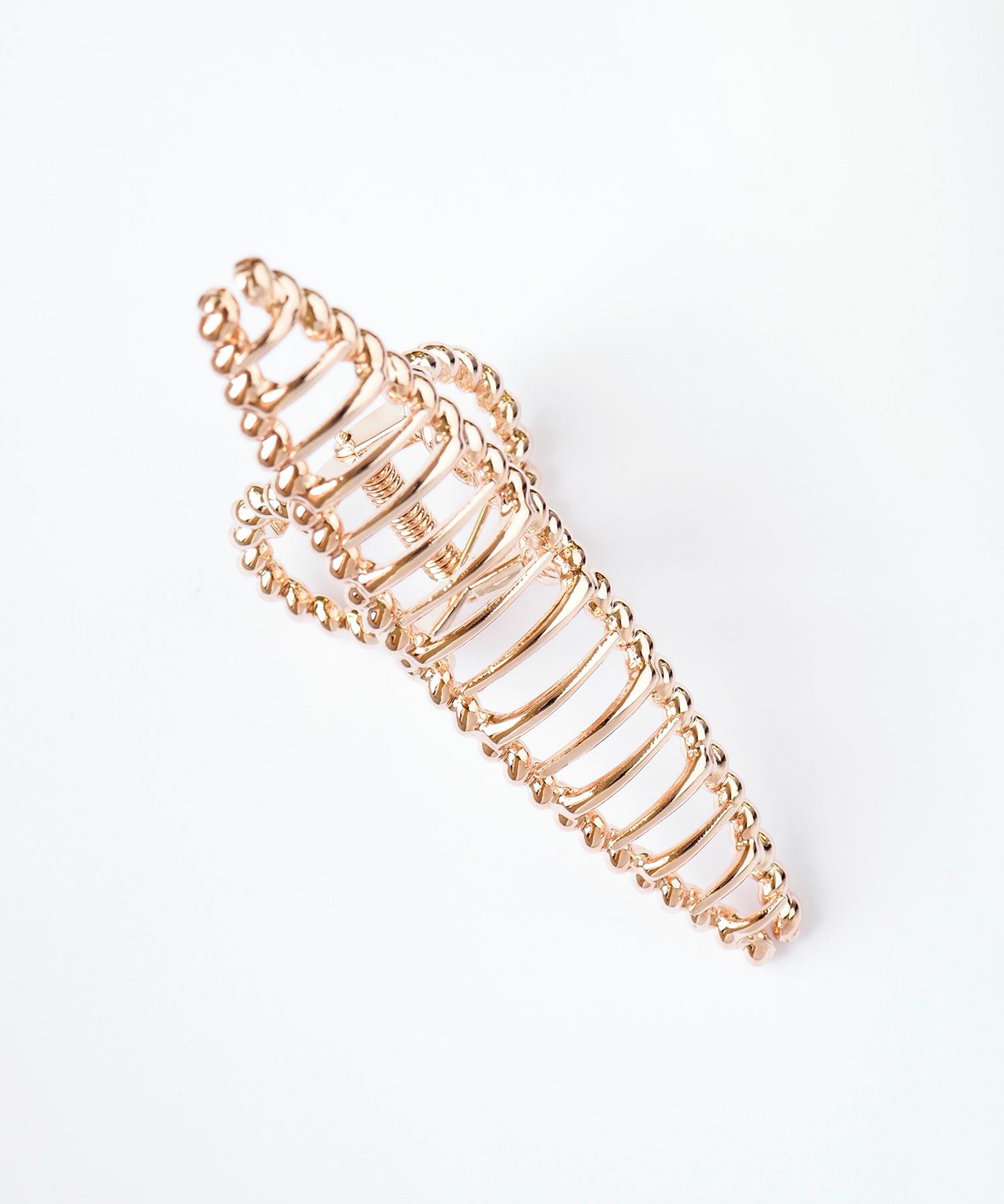 ピンクゴールドメタルツイストくるりんバンスクリップ