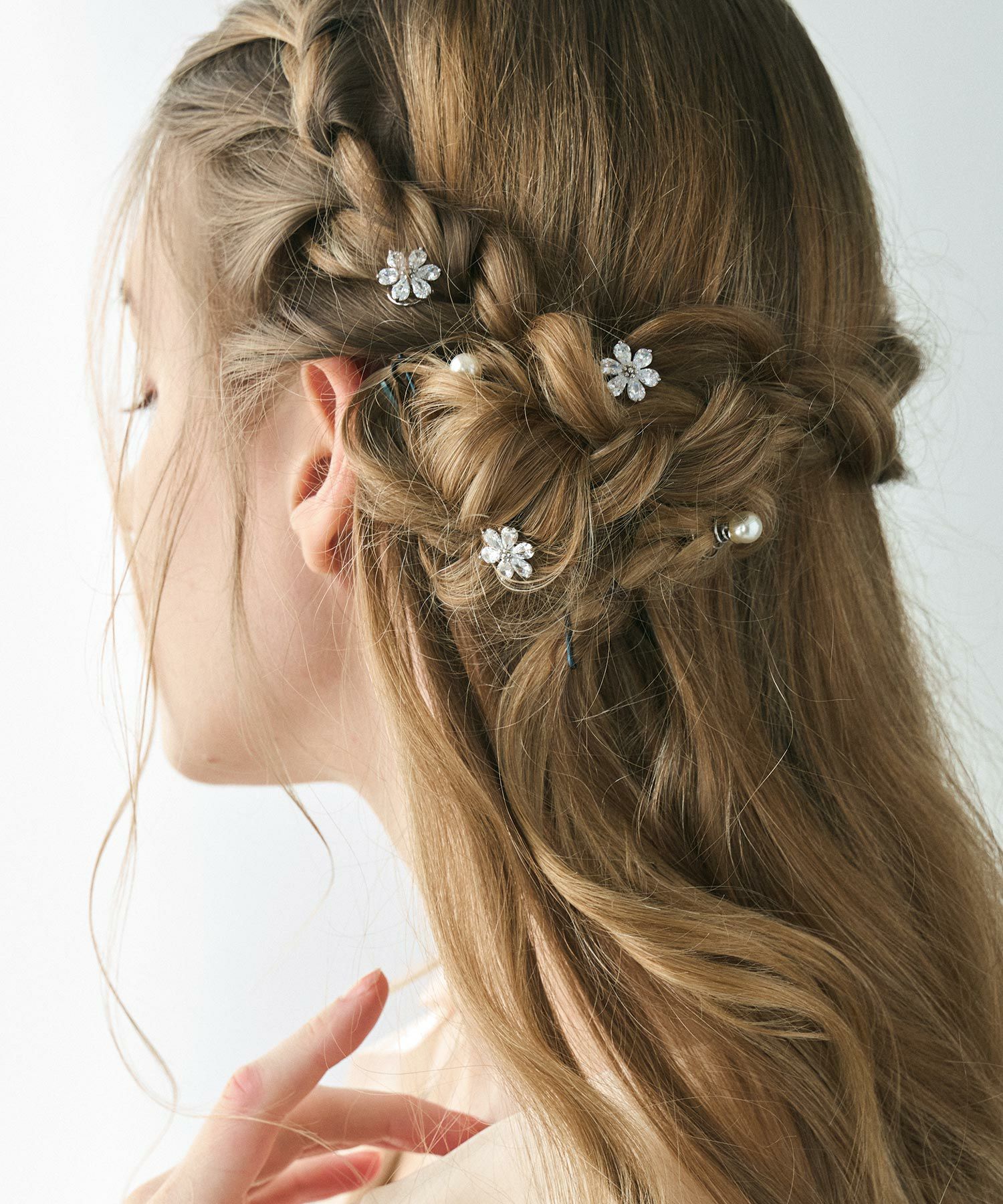 フラワーキュービック&パールヘアビジュー【Dahlia】