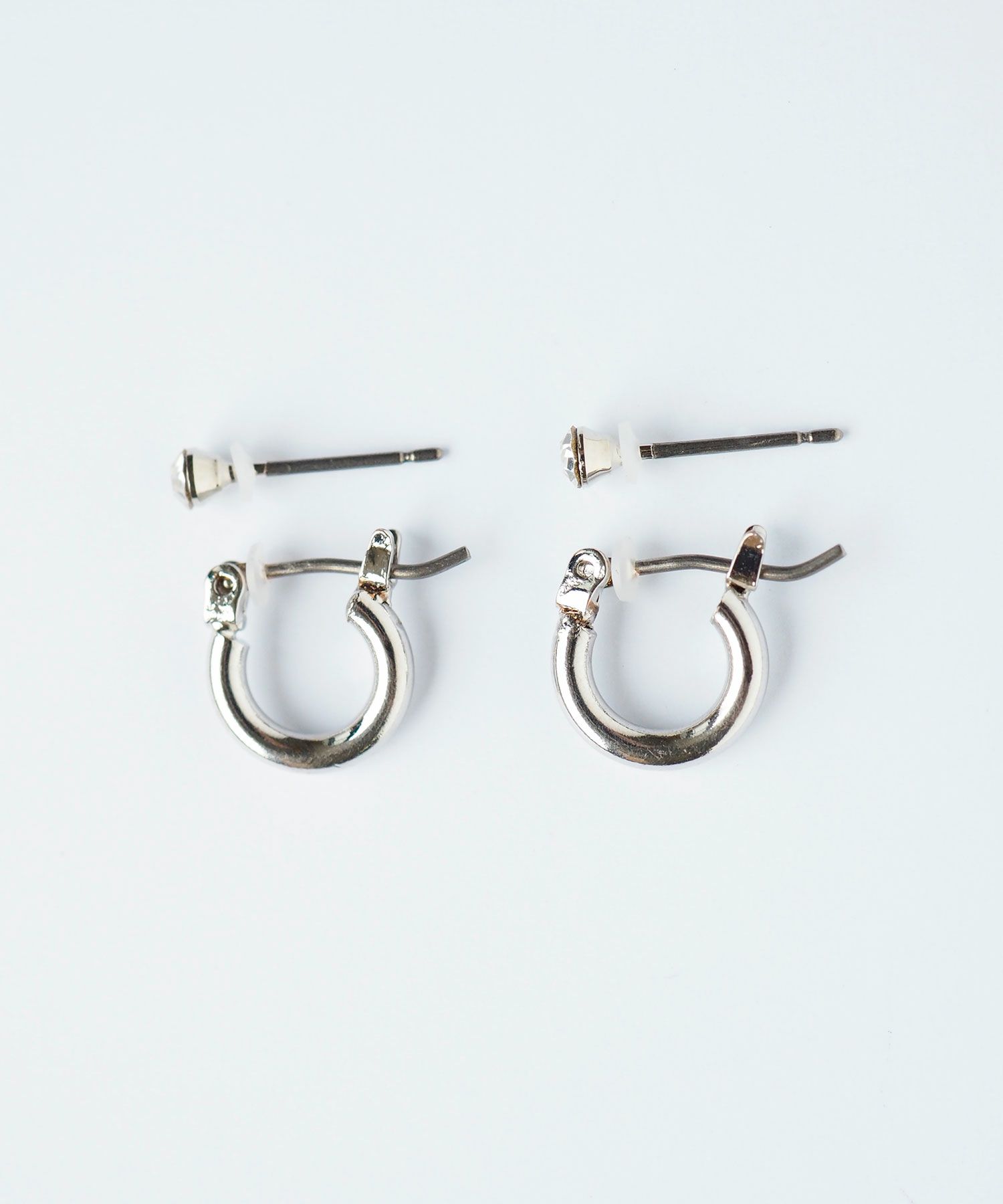 11ミリフープ&ストーンピュアチタンポストピアス