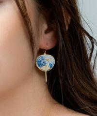 みるく 推し色うちわピアス3点セット パープル、ブルー他 パープルxブラック】シルバー 3連 ハート ビジュー ピアス