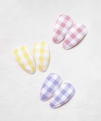 パステルカラーギンガムチェックパッチンピン【JUNO kids】