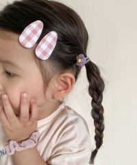 パステルカラーギンガムチェックパッチンピン【JUNO kids】
