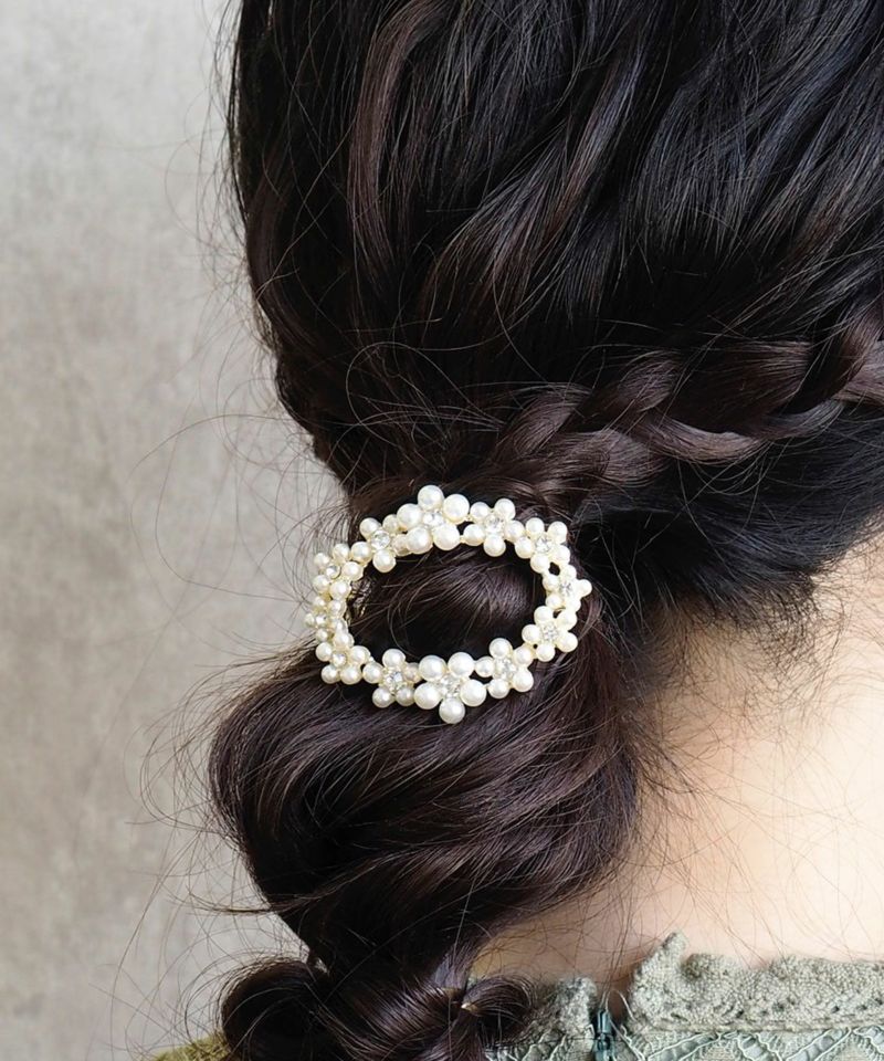 BARRETTE バレッタ スワロフスキーパール ロマネスク フラワー BARRETTE バレッタ スワロフスキーパール ロマネスク フラワー