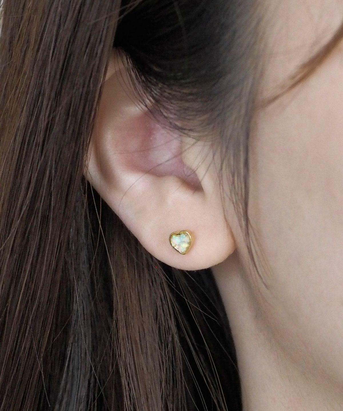 プチハートストーンチタンポストピアス【MUK Dreamy stone】