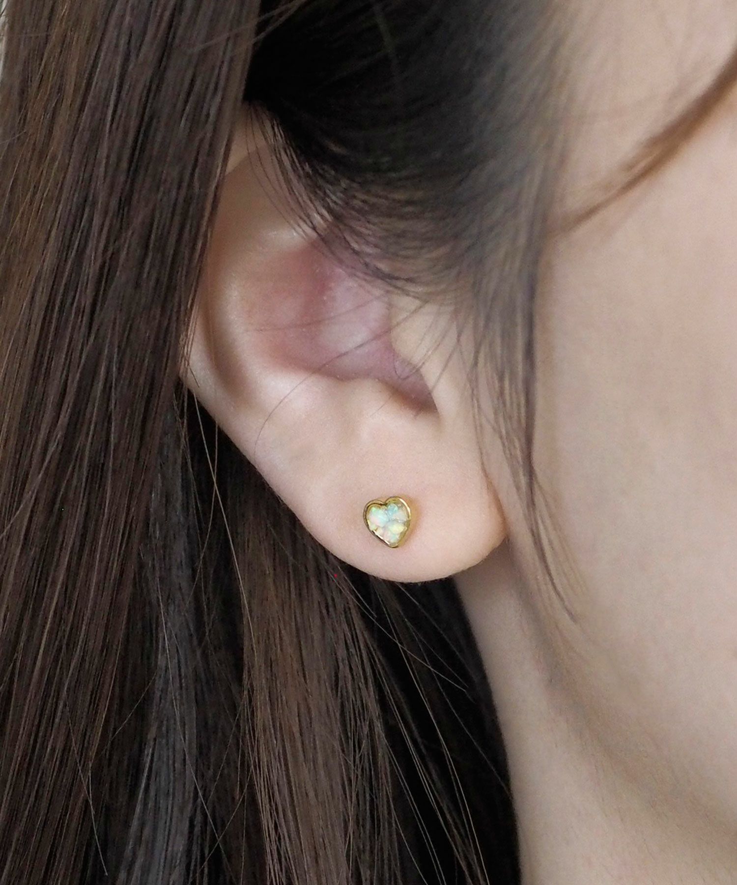 プチハートストーンチタンポストピアス【MUK Dreamy stone】