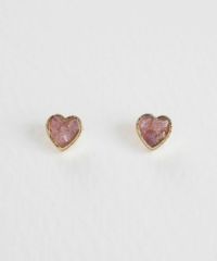 プチハートストーンチタンポストピアス【MUK Dreamy stone】