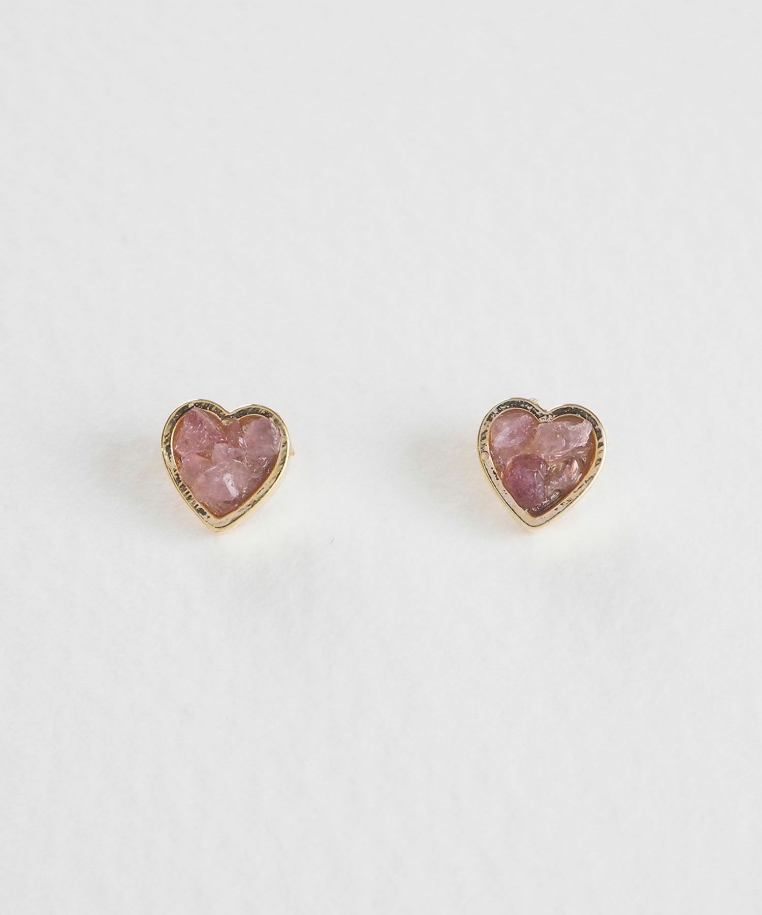 プチハートストーンチタンポストピアス【MUK Dreamy stone】