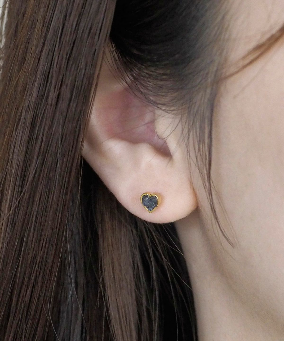 プチハートストーンチタンポストピアス【MUK Dreamy stone】