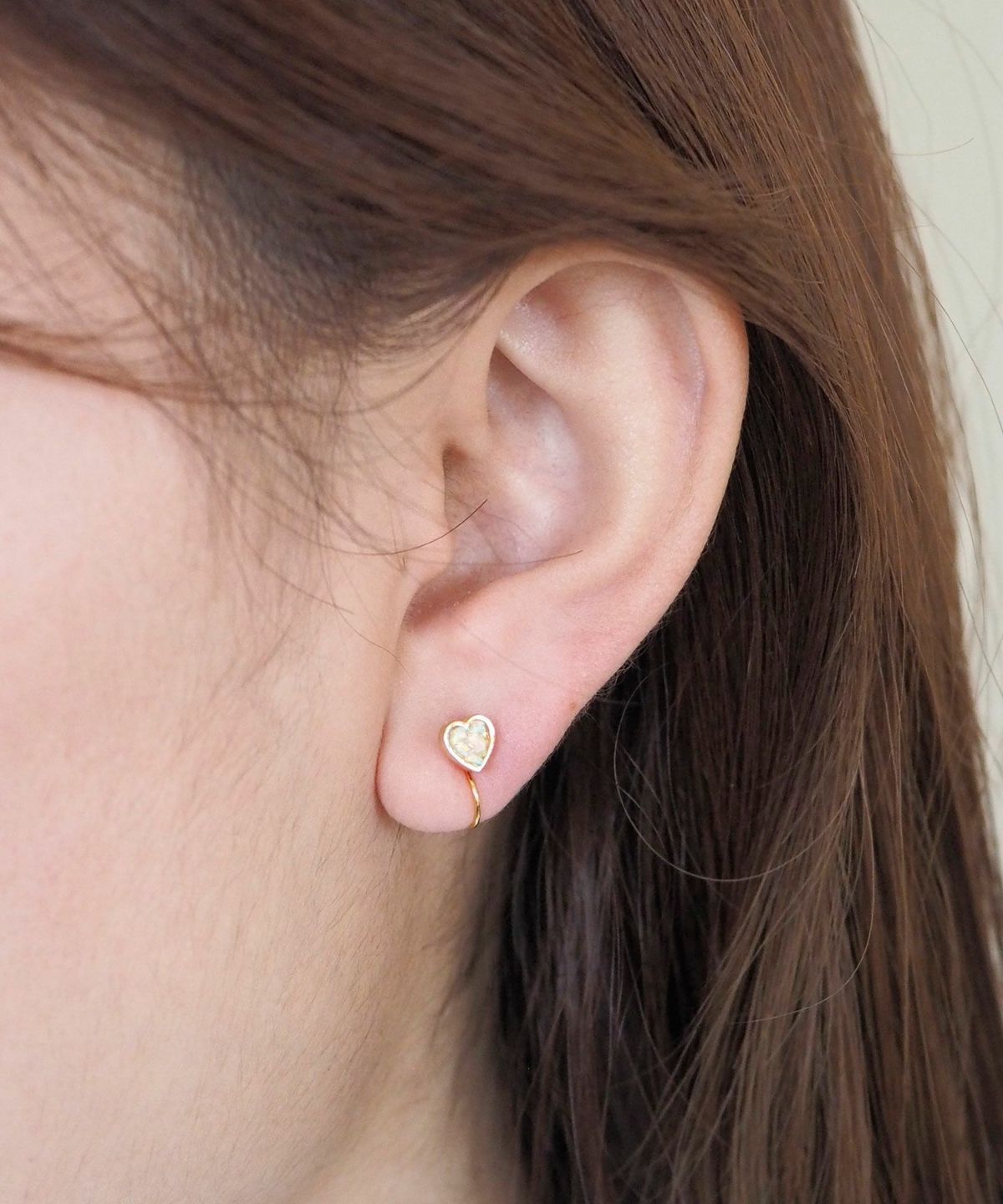 プチハートストーンノンホールイヤリング【MUK Dreamy stone】