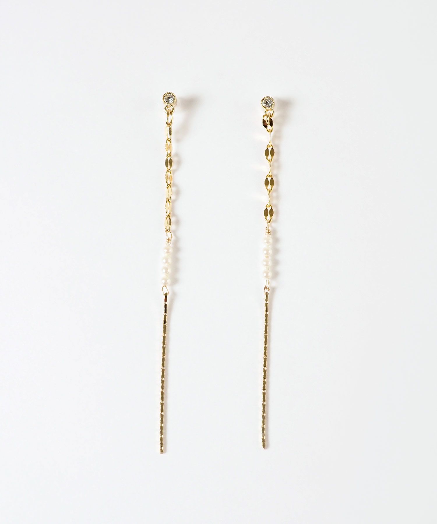  【web限定】パール&チェーンセラミックポストピアス
