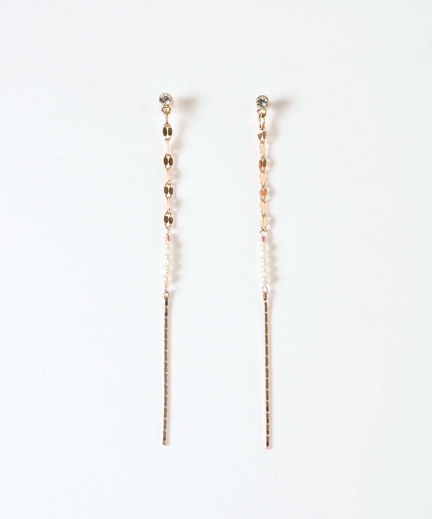  【web限定】パール&チェーンセラミックポストピアス