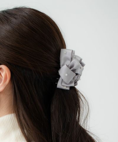 ストーン付きリボンヘアバンド SHISKY レディース アクセサリー ラインストーン ミニヘアピン