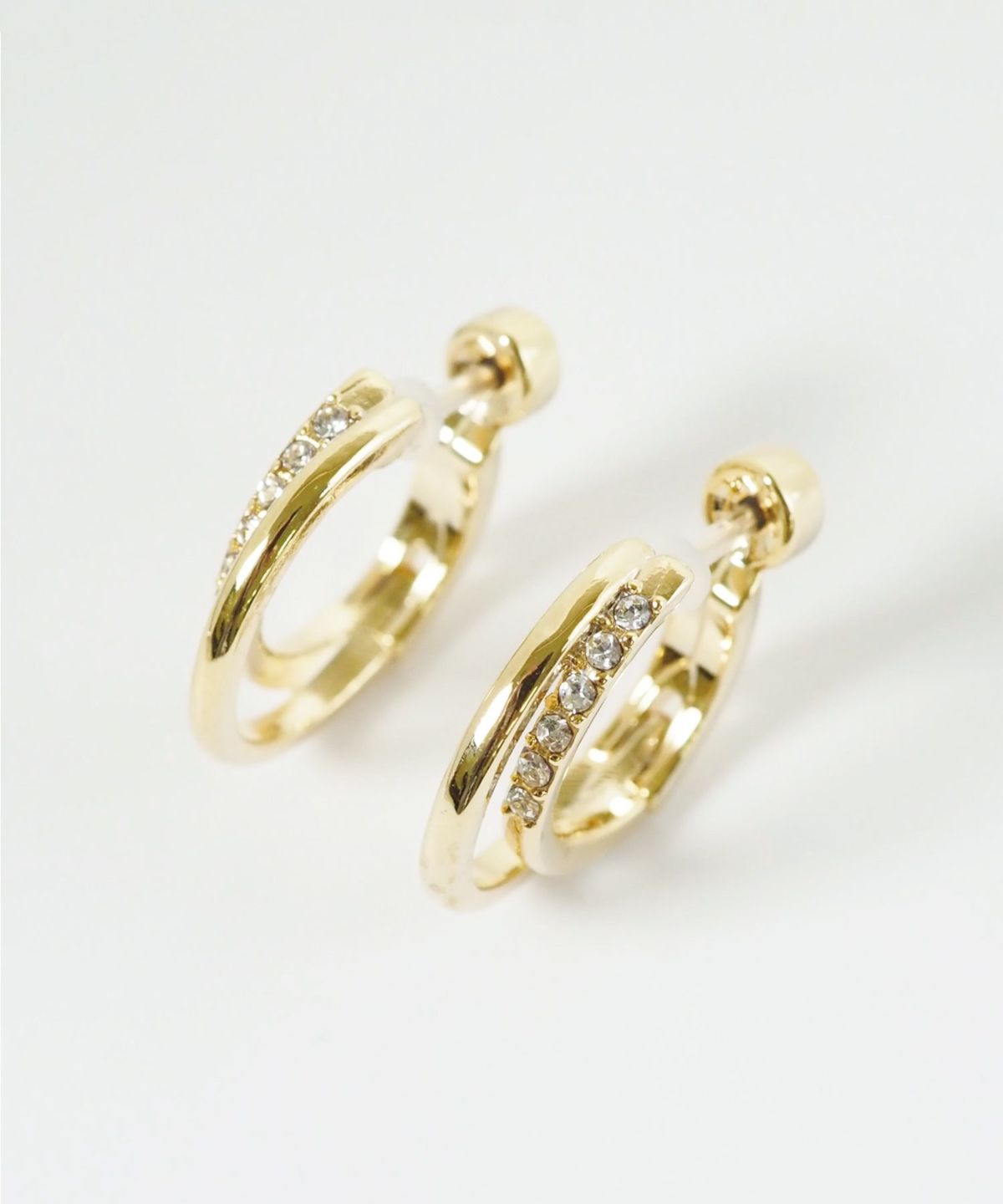 【web限定】ストーンフープ樹脂コーティングスムースピアス/樹脂ノンホールイヤリング