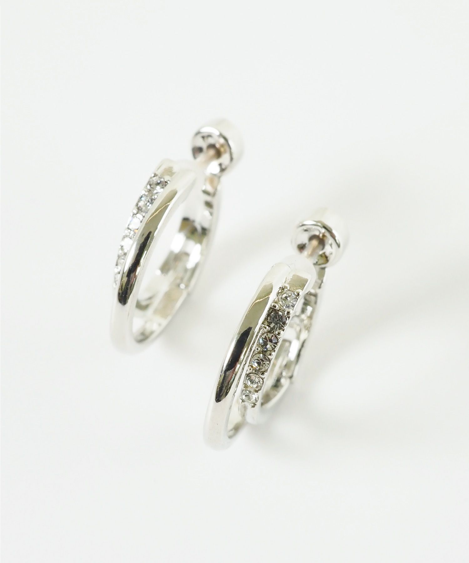 【web限定】ストーンフープ樹脂コーティングスムースピアス/樹脂ノンホールイヤリング