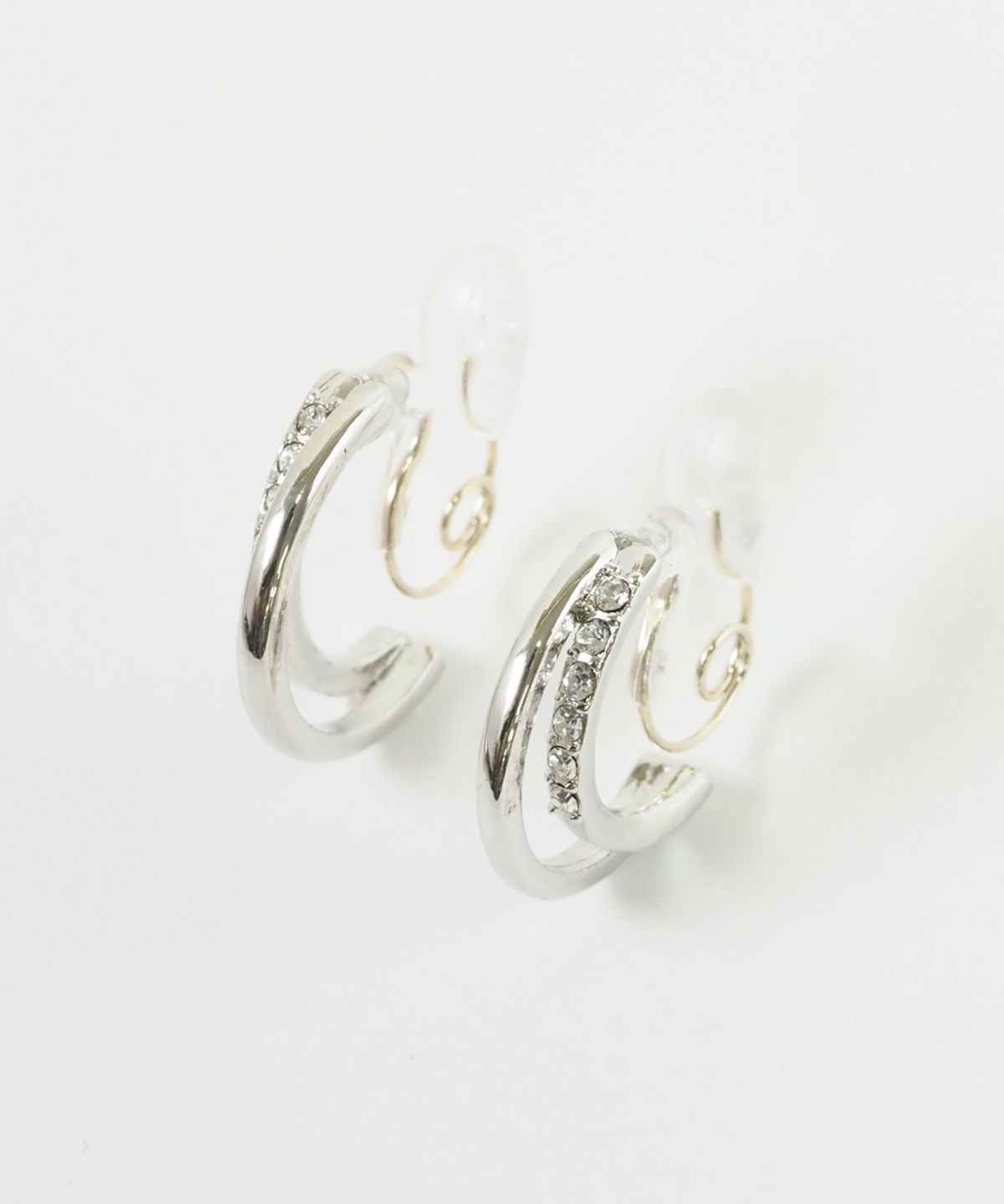 【web限定】ストーンフープ樹脂コーティングスムースピアス/樹脂ノンホールイヤリング