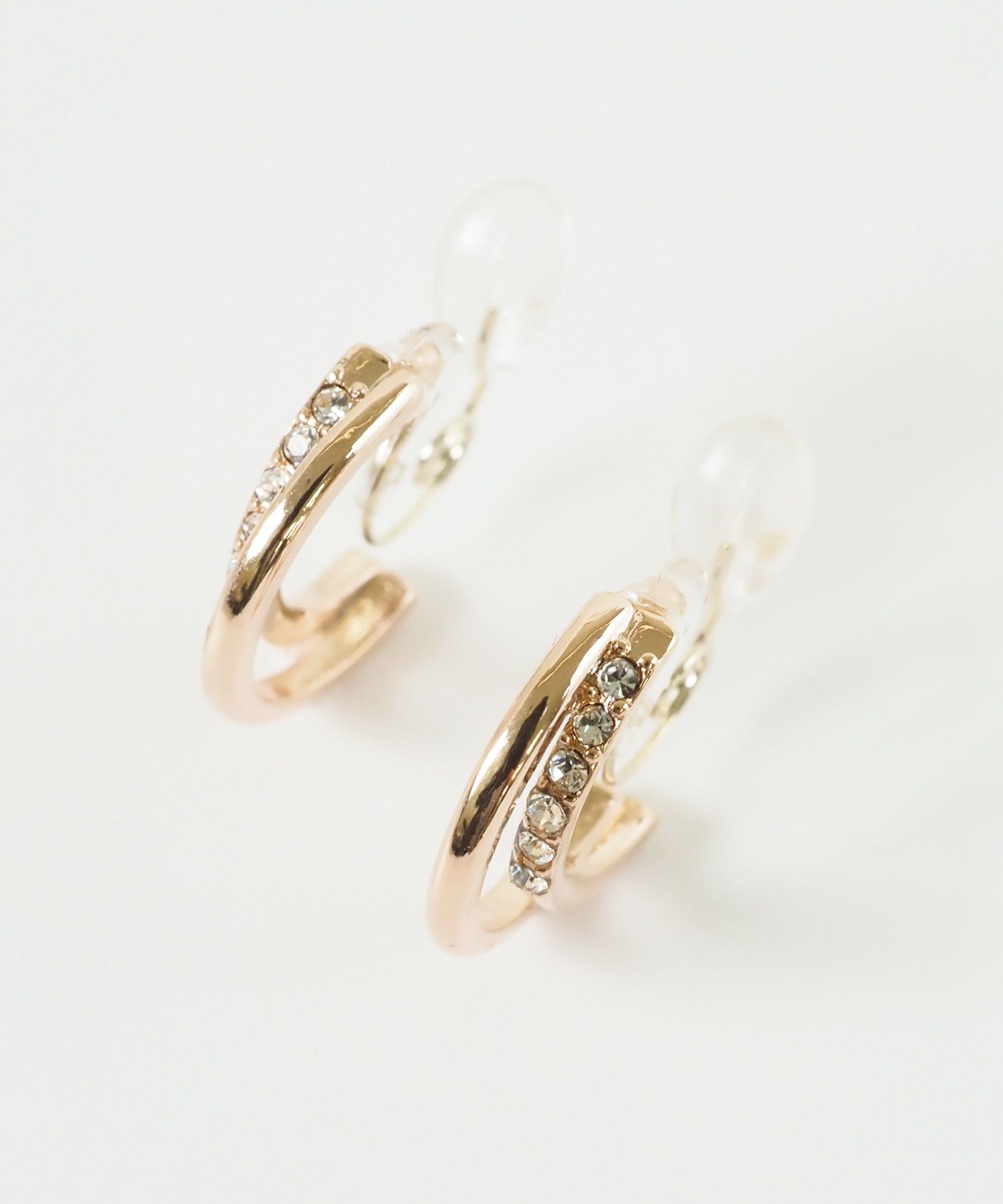 【web限定】ストーンフープ樹脂コーティングスムースピアス/樹脂ノンホールイヤリング