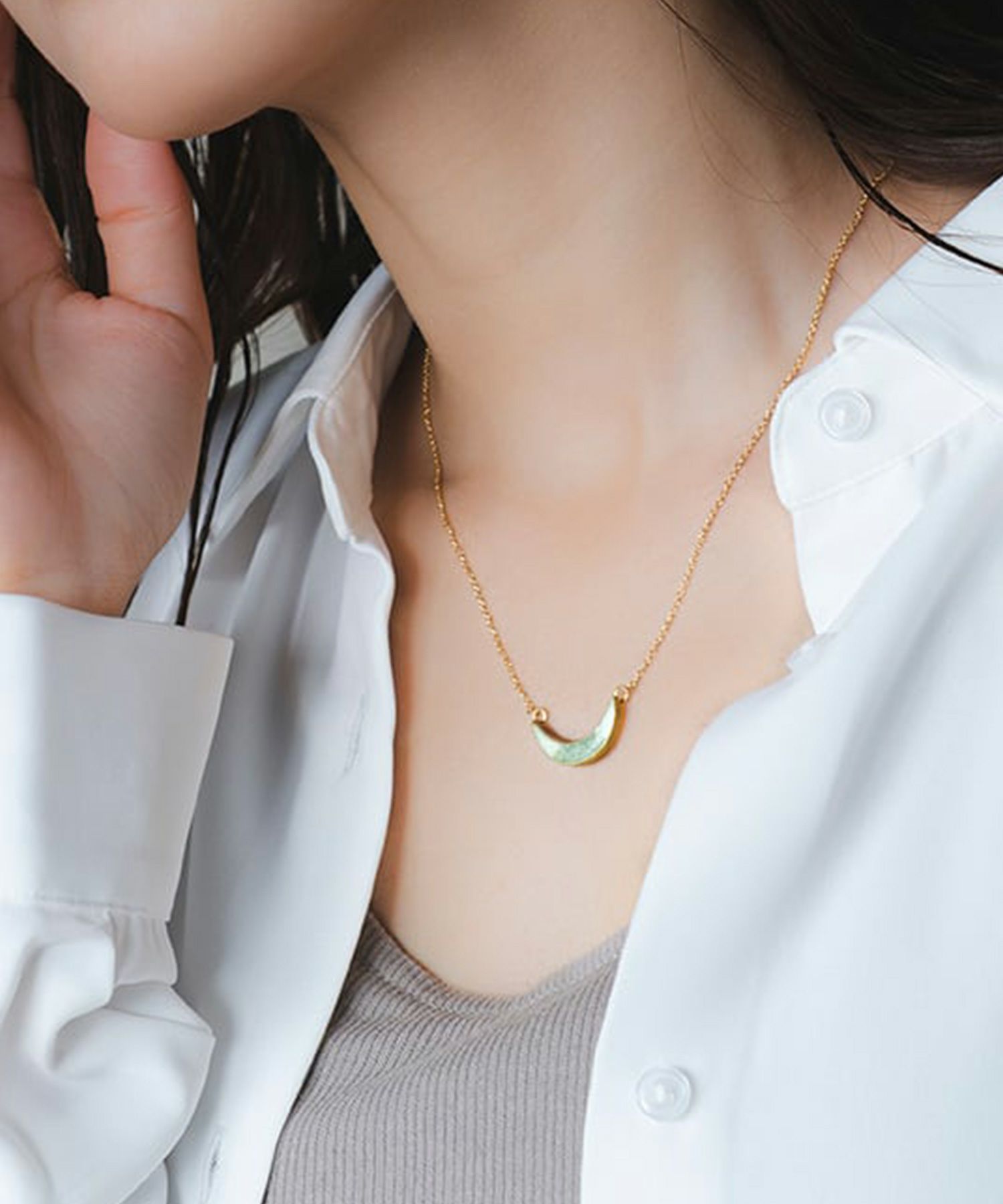 「tou」美濃焼下弦の月ネックレス【MIKELO】