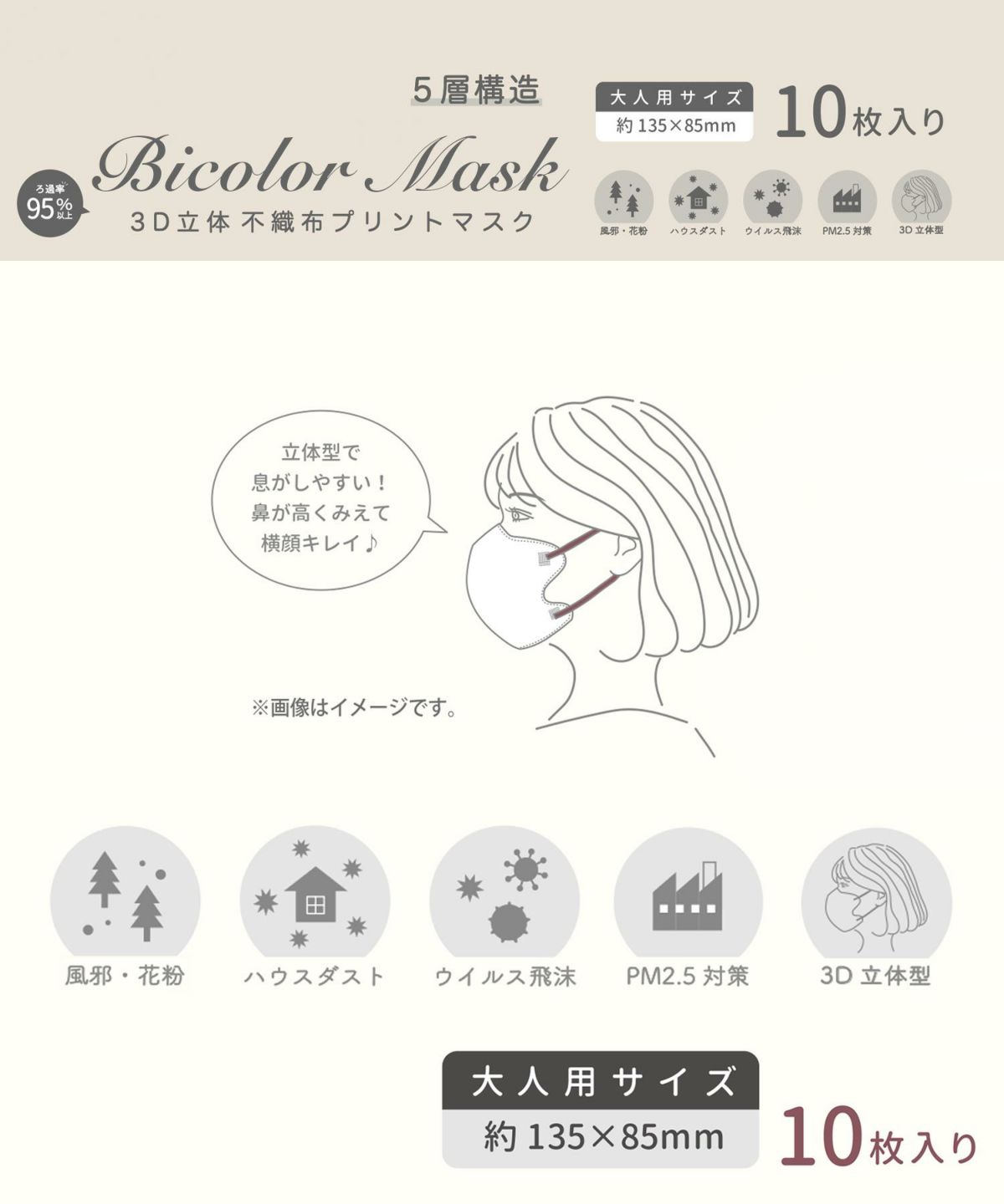 BICOLOR mask 3D立体不織布マスク