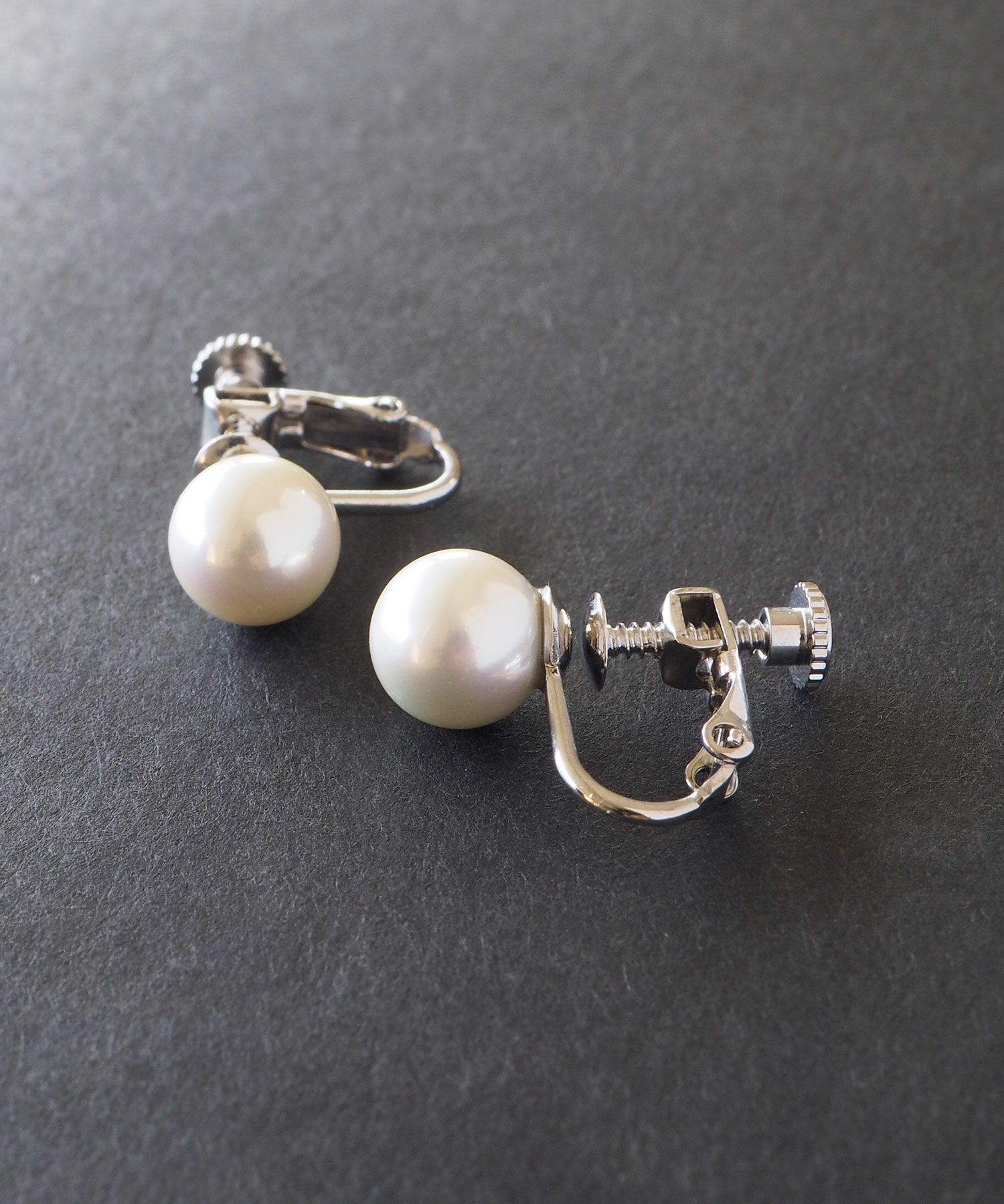 磨き貝パールイヤリング(8mm)【JUNO PREMIUM】