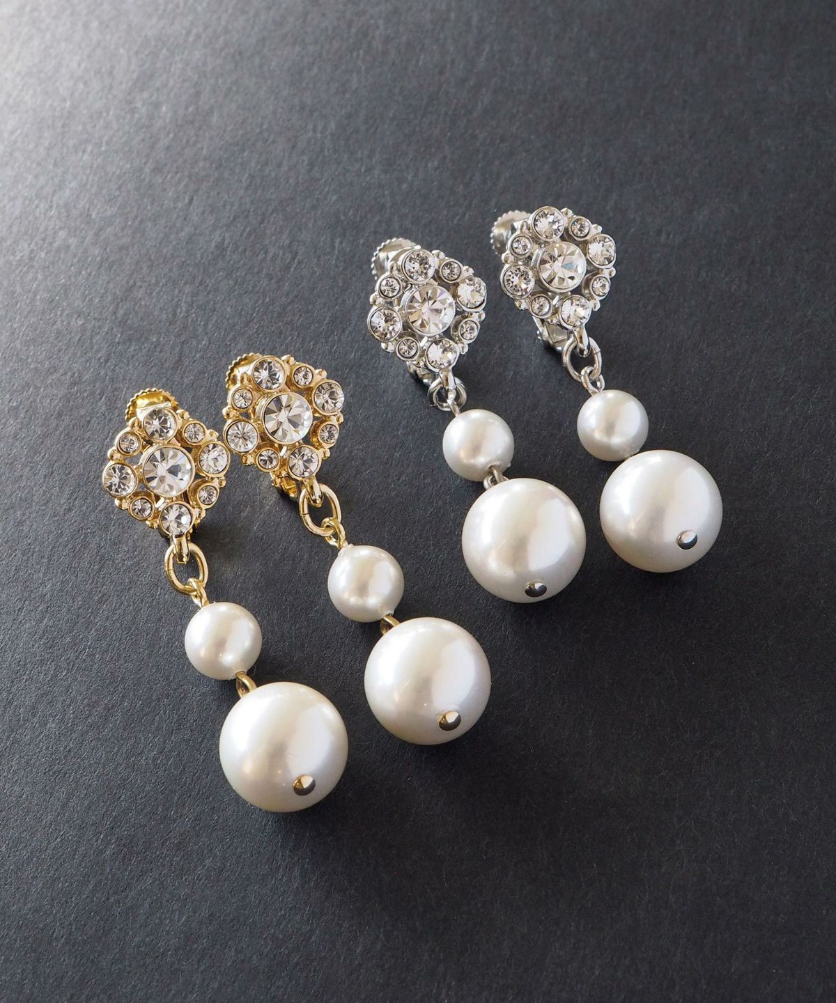 磨き貝パール2連下がりパヴェイヤリング【JUNO PREMIUM】 | 【公式