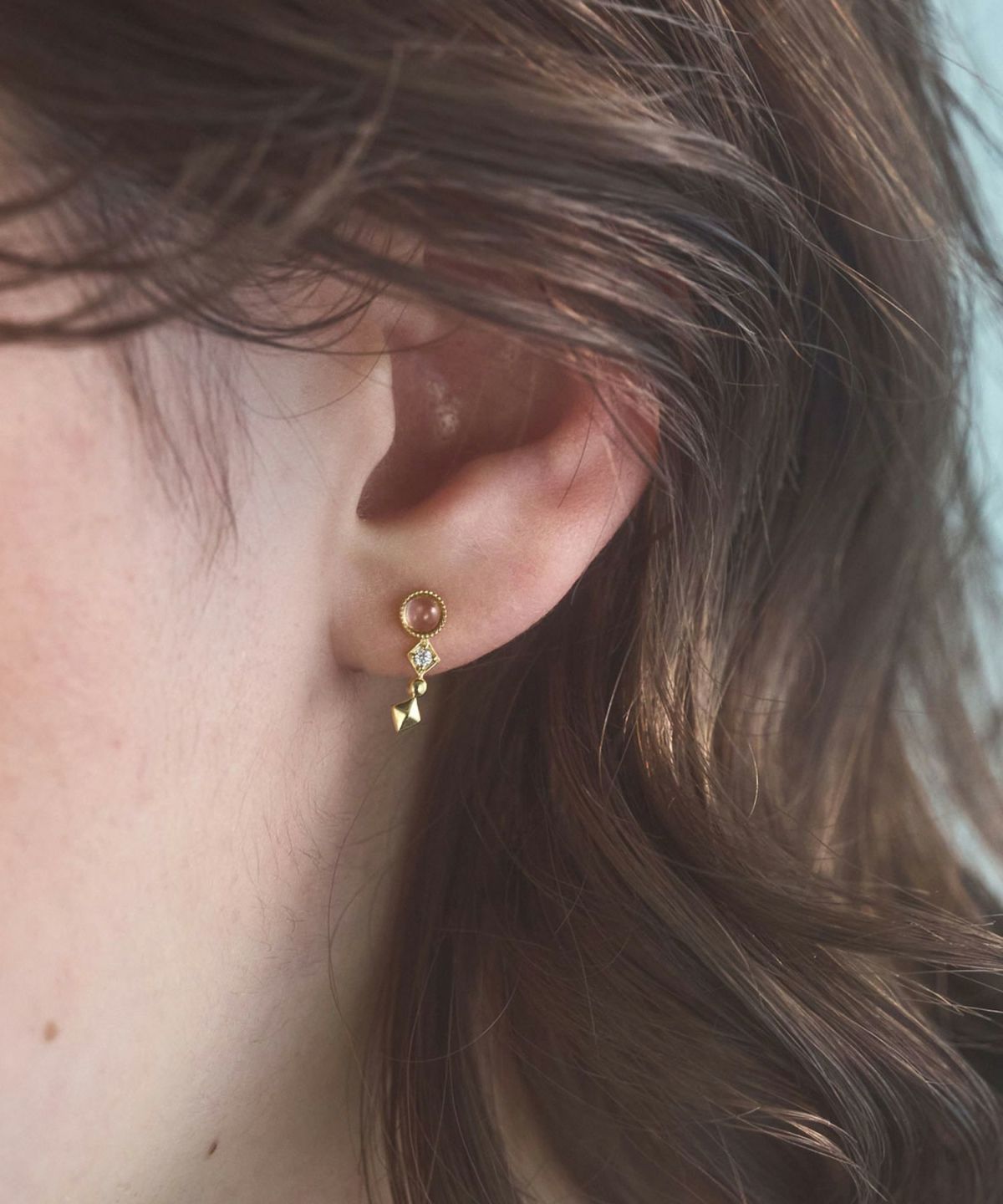 [SV925]ベゼルロンブスジェムストーンピアス【cucia】