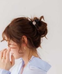 ミニハンドクリップ②ゴールド　レッドビジュー　淑女の手　フランスアンティーク ミニハンドクリップ②ゴールド レッドビジュー 淑女の手
