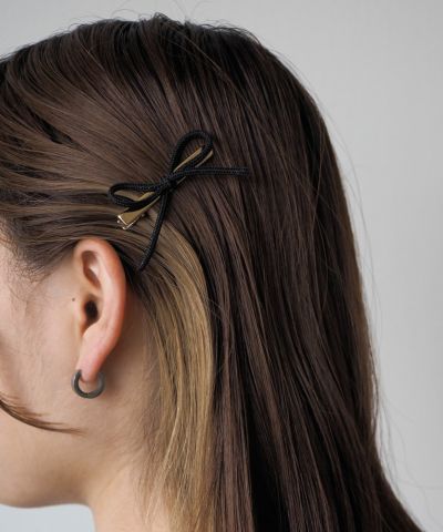 ストーン付きリボンヘアバンド SHISKY レディース アクセサリー ラインストーン ミニヘアピン