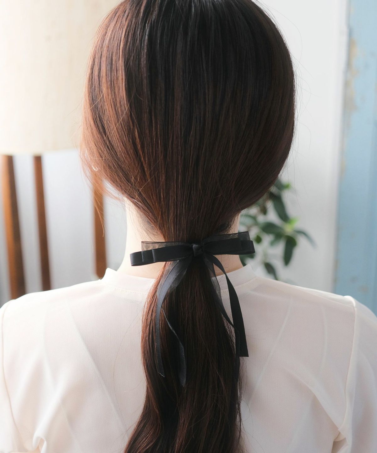 オーガンジーサテンリボンポニー