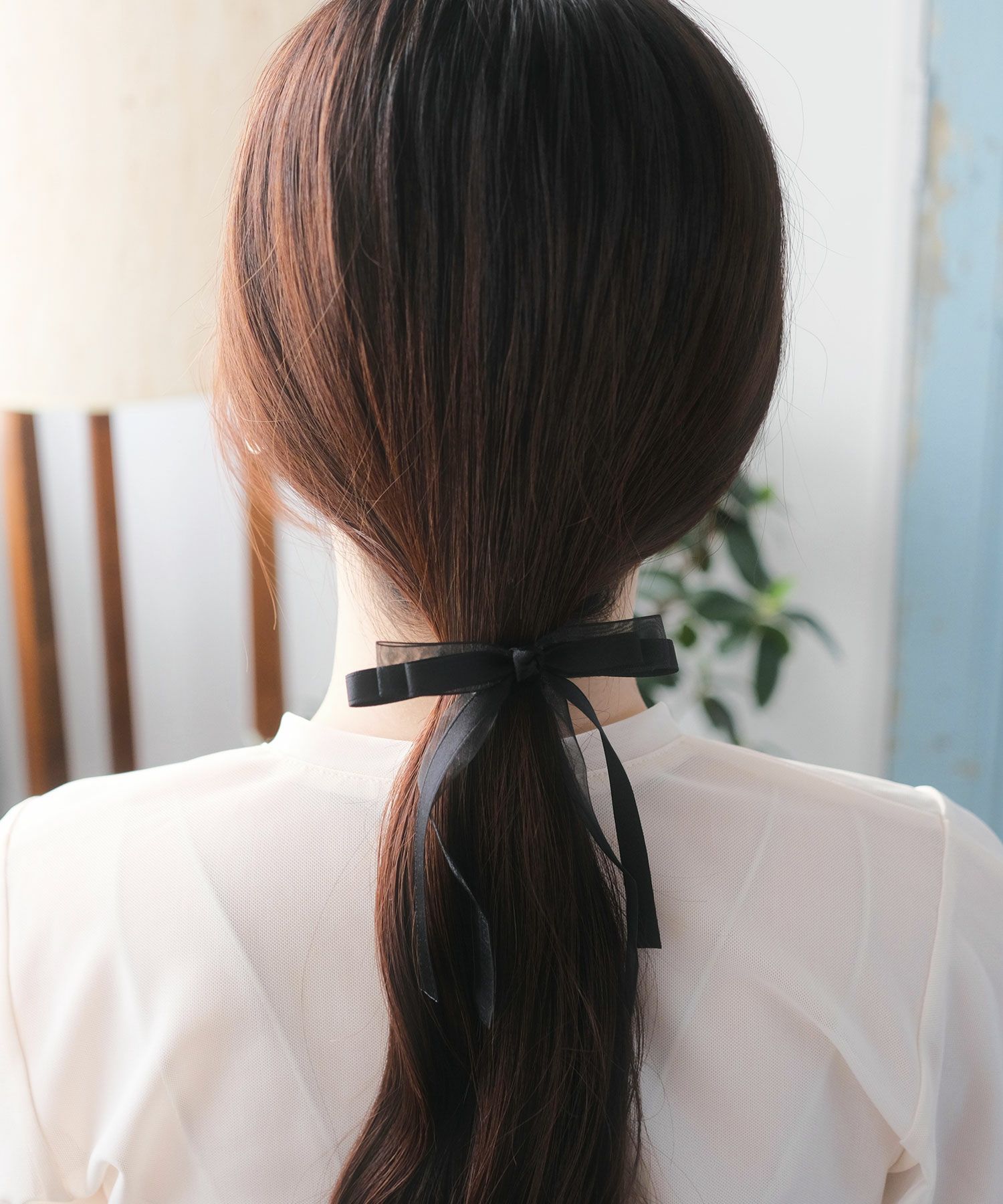 オーガンジーサテンリボンポニー