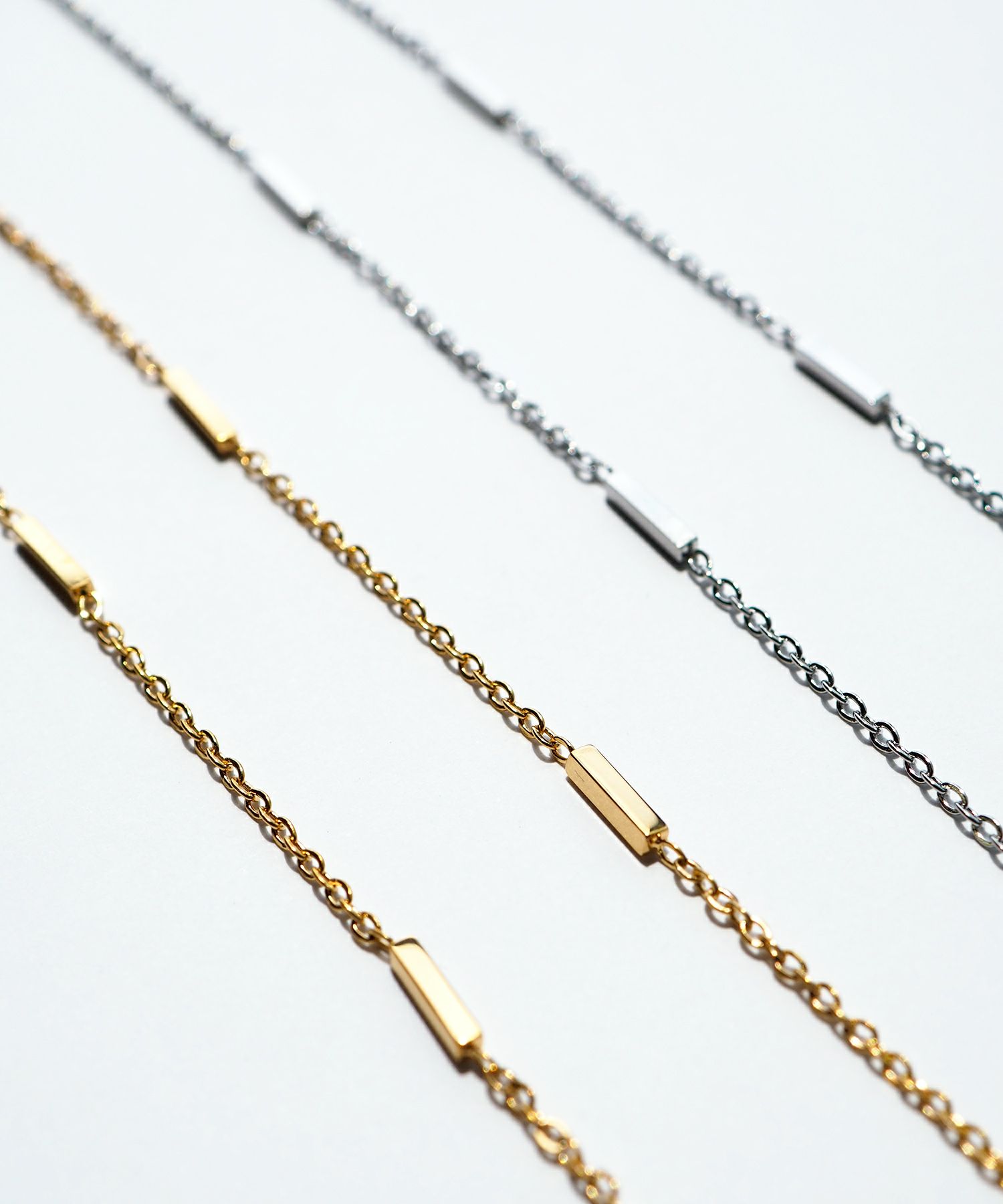 レクタングルバーサージカルステンレスネックレス