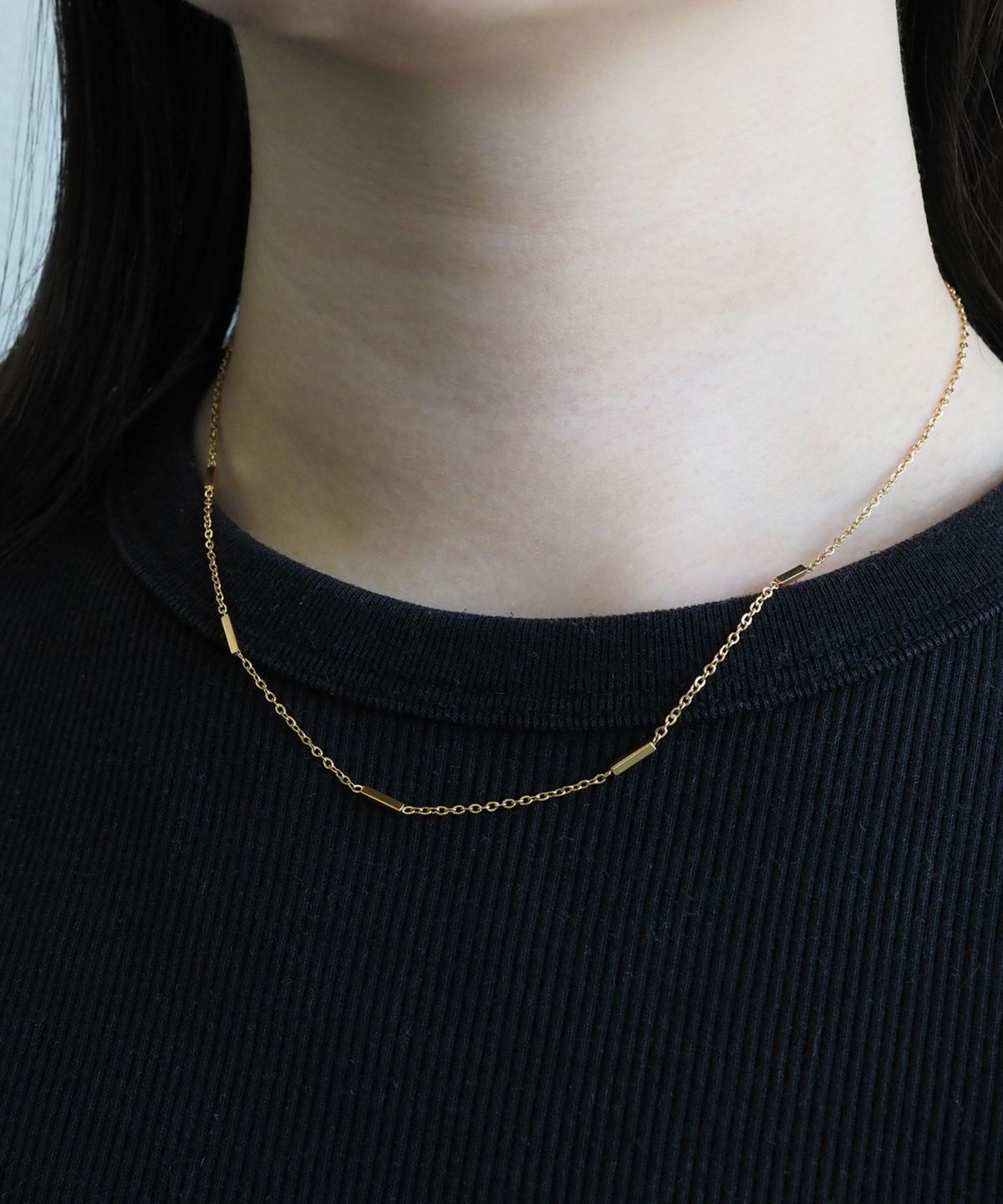 レクタングルバーサージカルステンレスネックレス