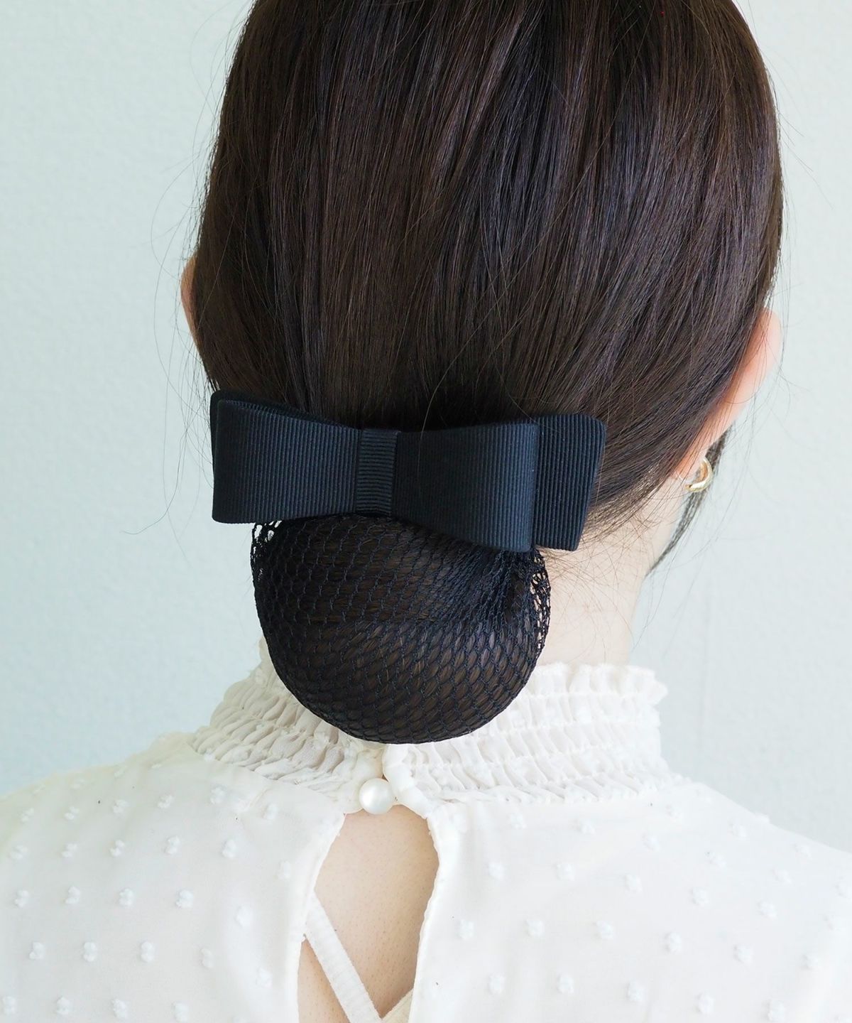 ネット付きシンプルリボンバレッタ