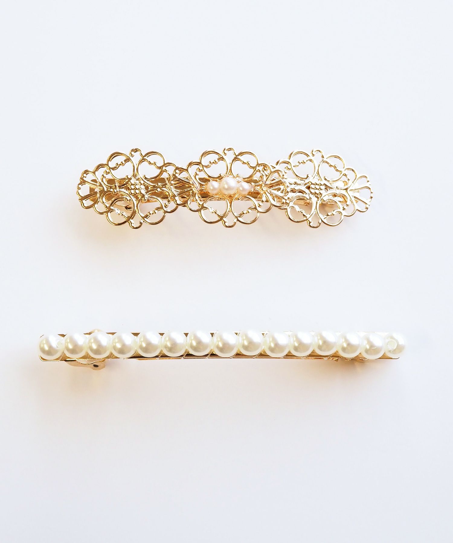 メタルレース&パールバレッタ