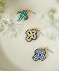 モロッコ　美濃焼　国産　タイルピアス　サージカルステンレス　ゴールド モロッコモロッカンタイル美濃焼ピアスサージカルステンレス