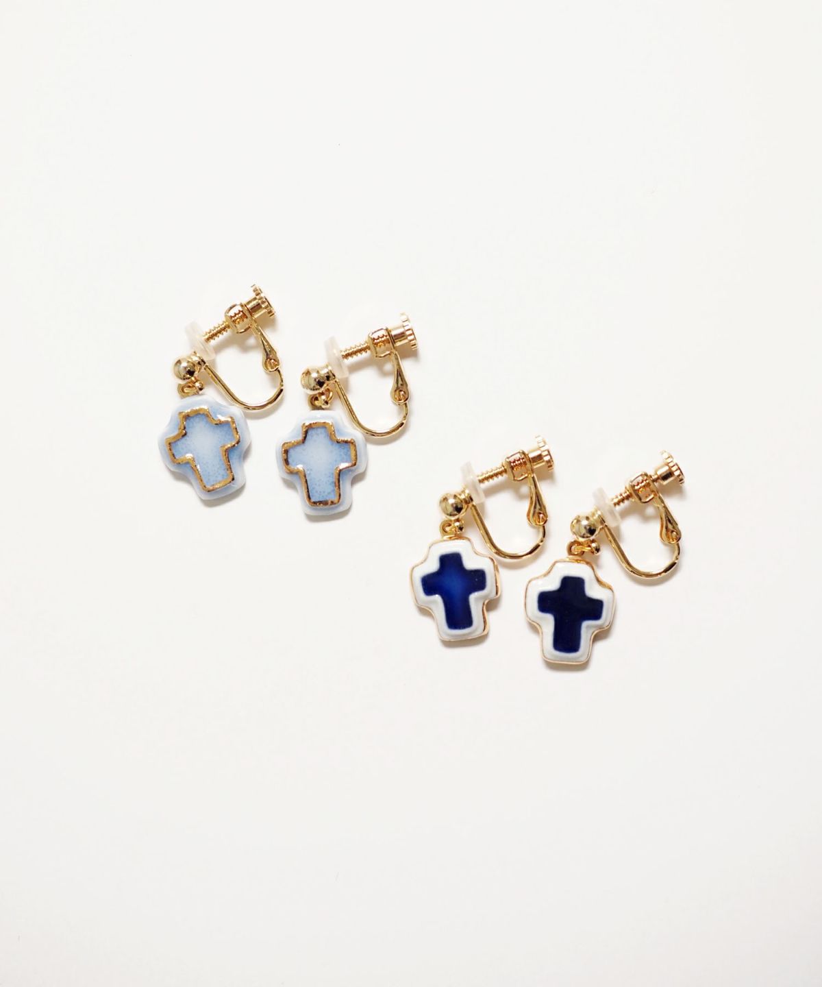 美濃焼タイルみにくろイヤリング【七窯社】