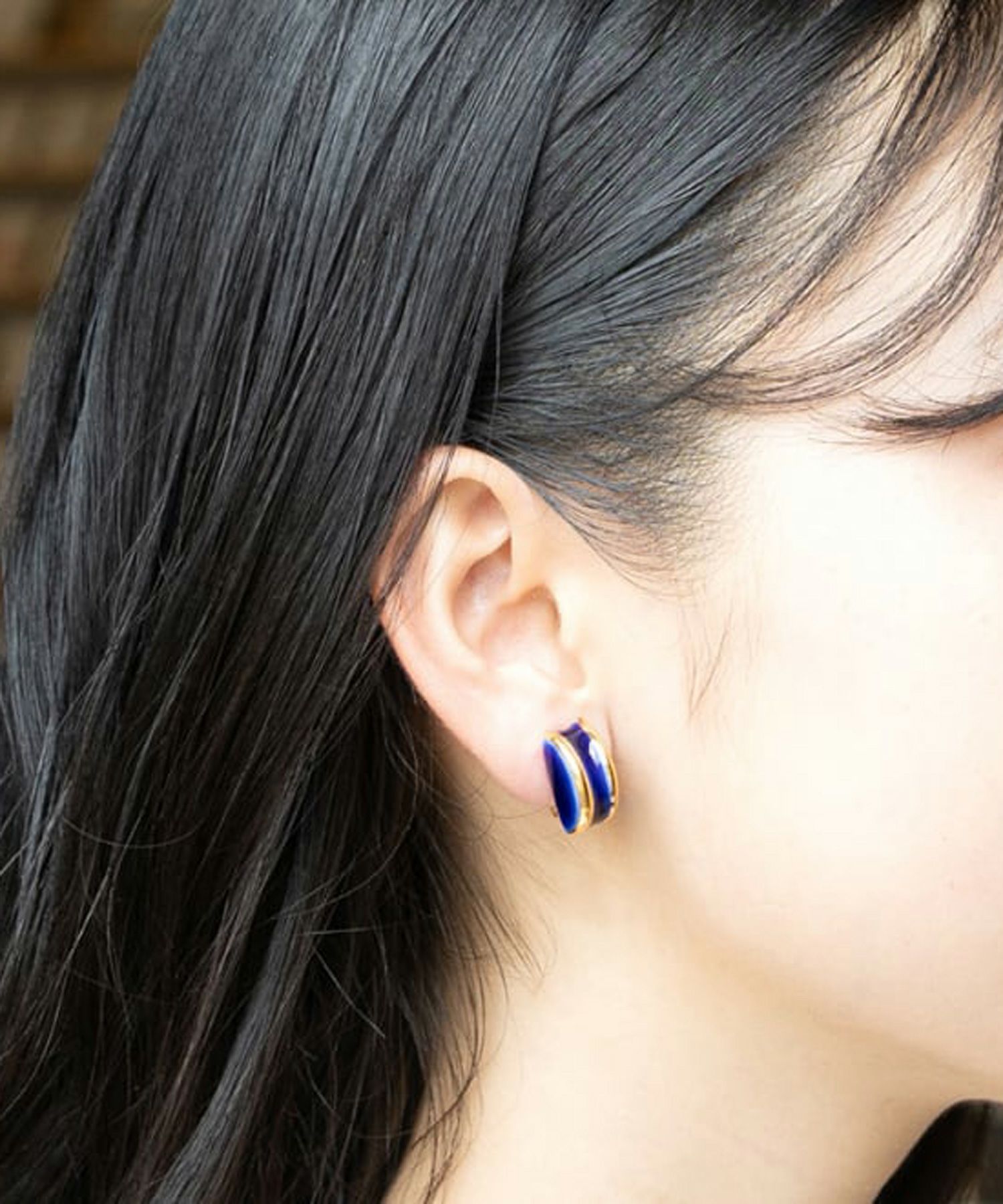 ネイビー アクセサリー 金色装飾 美濃焼タイルぷぬ金彩イヤリング【七窯社】 | 【公式】MUK ONLINE SHOP