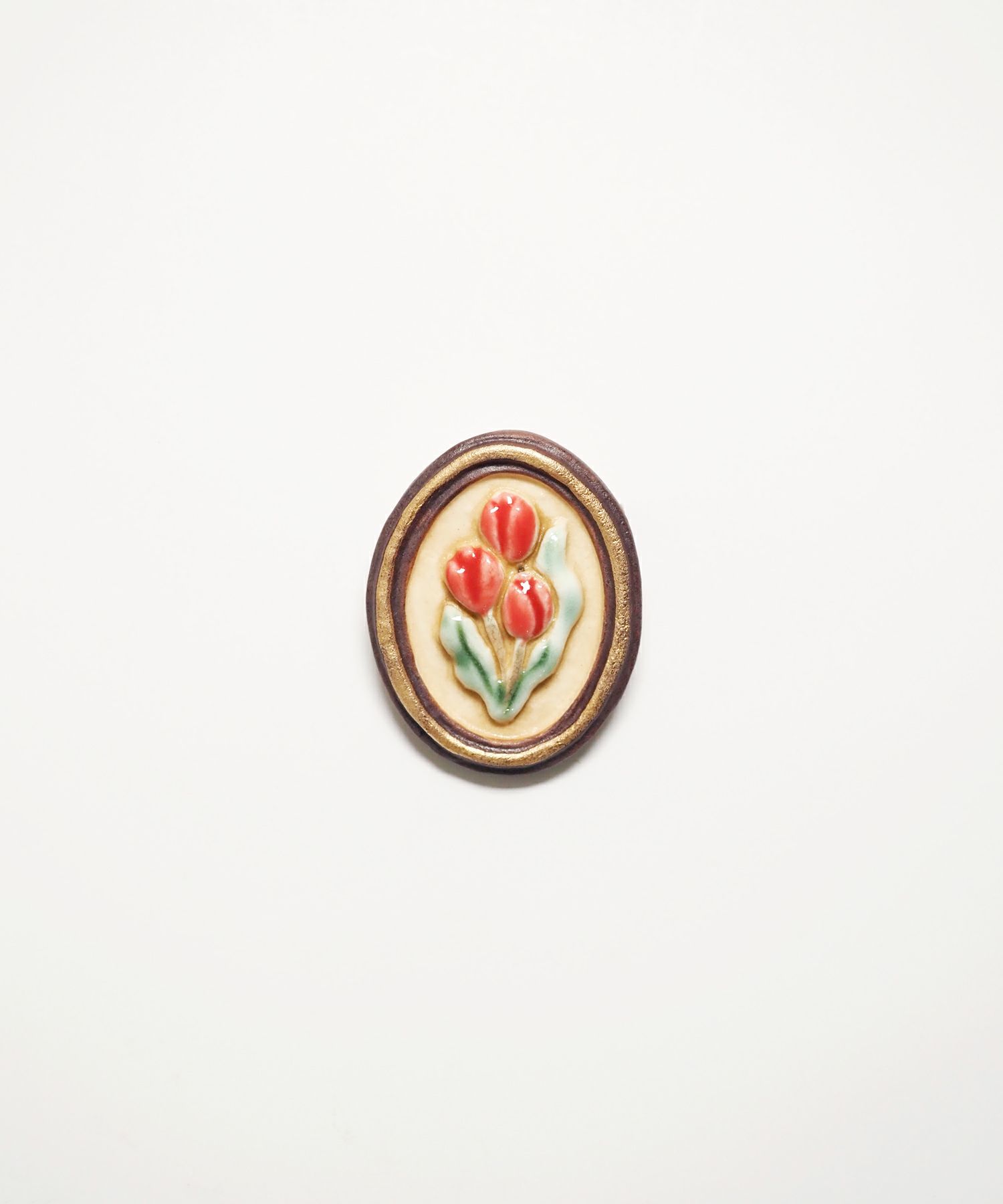 美濃焼タイル額縁ブローチ【七窯社】