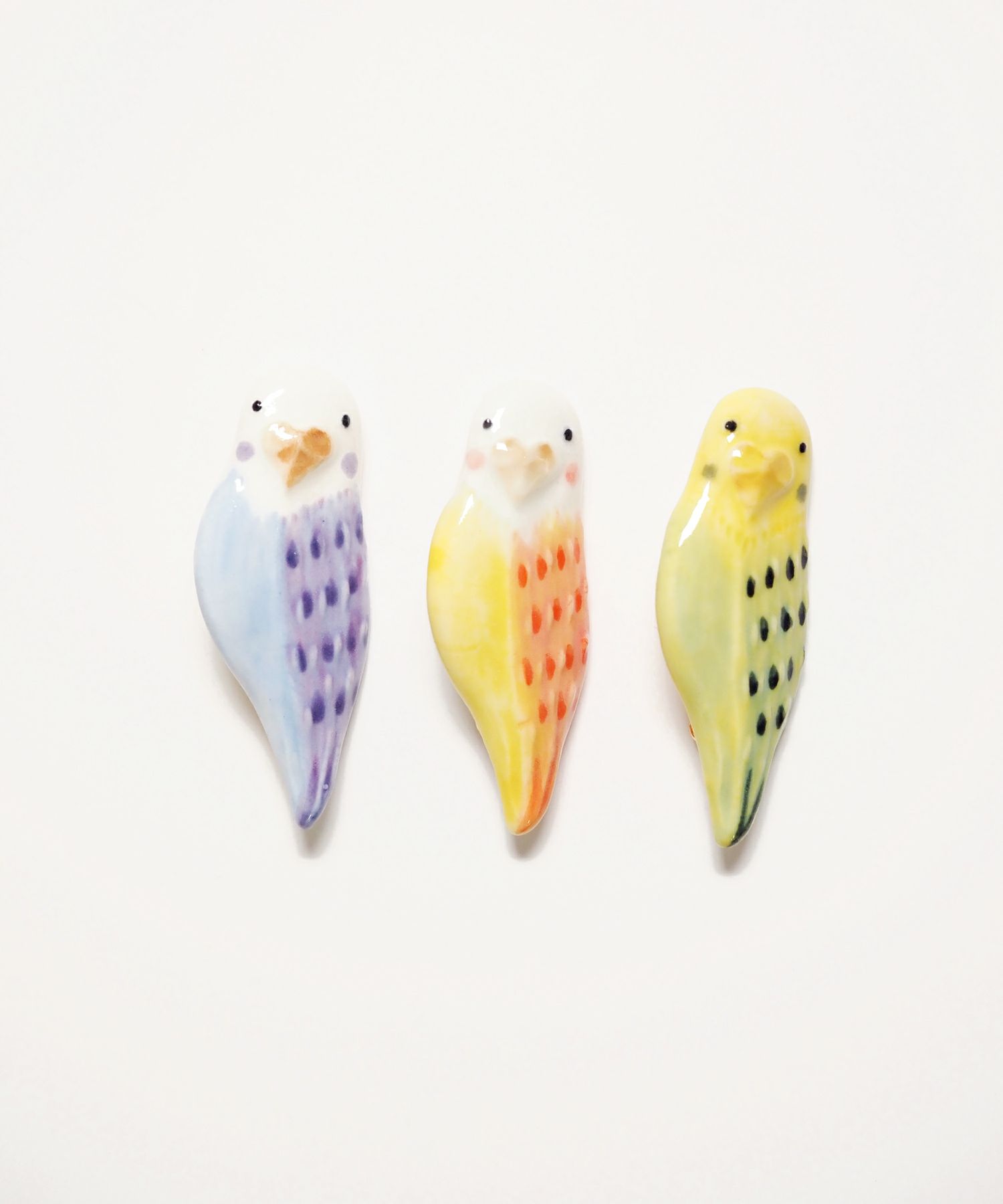 美濃焼タイルインコブローチ【七窯社】